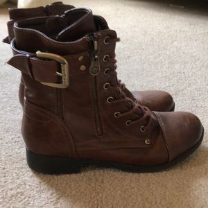 guess brown combat boots